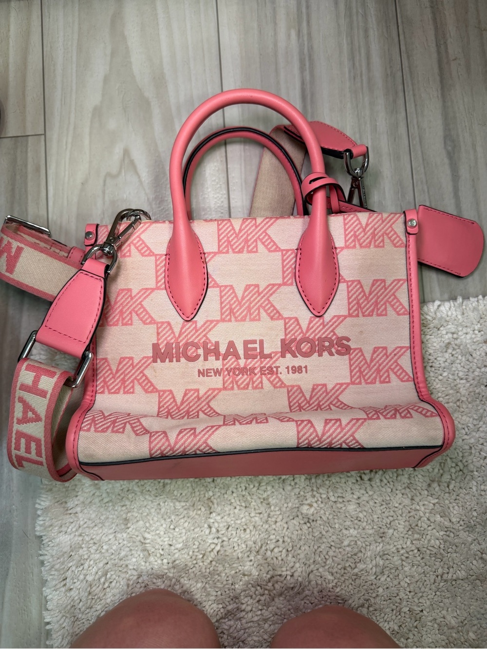 Michael Kors Coral Pink Signature Canvas Satchel